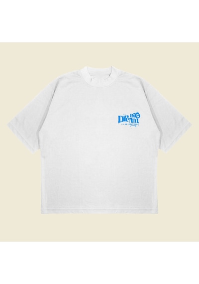 Tarzsokak Big Dream Baskılı Oversize Unisex Pamuklu Nefes Alan Kalın Kumaşlı Beyaz