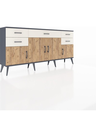 Arges Konsol Tek Raflı 5 Çekmeceli 4 Kapaklı 176x30x83 Antrasit-çam/aytaşı Çam/aytaşı Arges Konsol Tek Raflı 5 Çekmeceli 4 Kapaklı 176x30x83 Antrasit-çam/aytaşı Çam/aytaşı