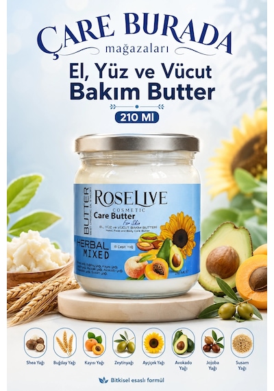 Roselive El & Yüz & Vücut Bakım Butter 210 Ml
