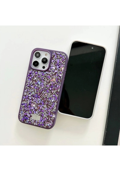 Apple Uyumlu  iPhone 14 Pro Max Sw Taşlı Premium Lüx Silikon Cep Telefonu Kılıfı