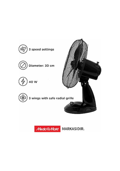 Koenic KOTF 30326 B 40 W Masaüstü Vantilatör
