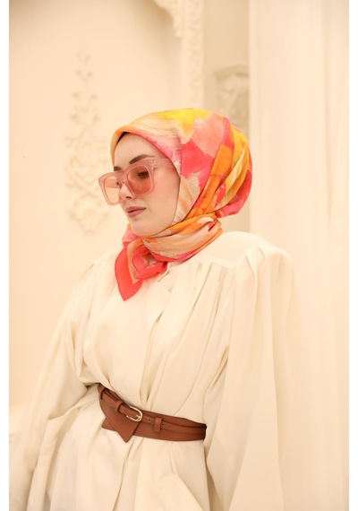 Silk Home Olinda İpek Eşarp 47001-12 Mercan, Bej, Pembe, Bordo, Ekru