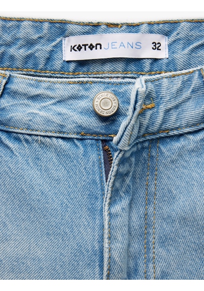 Koton Pamuklu Yırtık Detaylı Bermuda Slim Fit Jean Şort Orta İndigo 5sam40005ıd İndigo