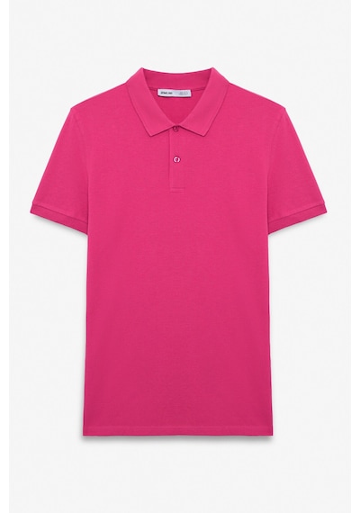 Grimelange Skyloom Erkek %100 Pamuk Kısa Kollu Regular Fit Fuşya Polo Yaka T-shirt Fuşya