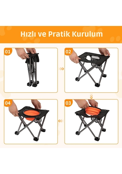 Kingcamp Pets Portatif Yükseltilmiş Köpek Mama Ve Su Kabı Siyah