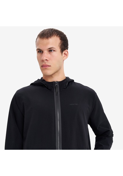 Lescon Siyah Erkek Fermuarlı Kapüşonlu Sweatshirt 26n-1102