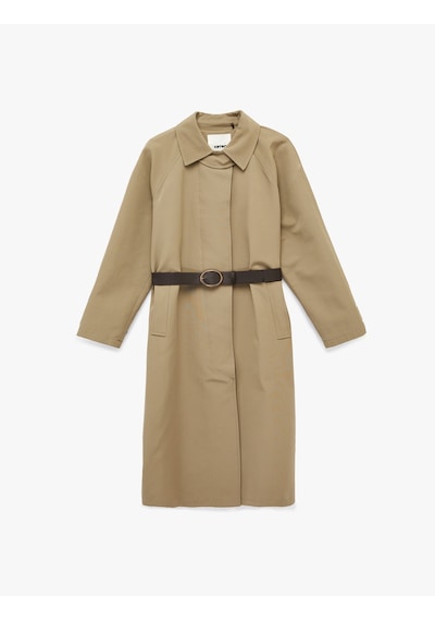 Koton Uzun Kollu Cepli Gabardin Oversize Kemerli Trençkot Haki 6sak00018ew Haki