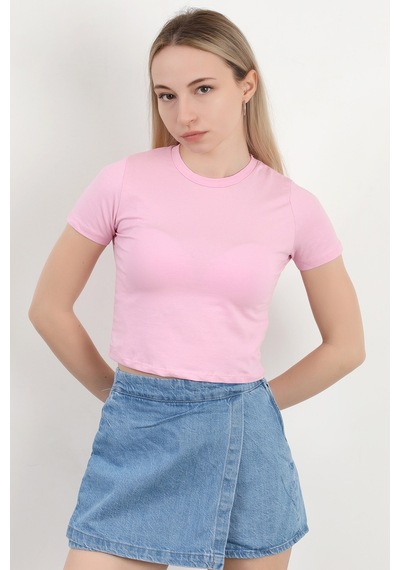 Giysa Kadın Bisiklet Yaka Pamuklu Basic T-shirt Pembe Ms0000102 Şeker Pembe Giysa Kadın Bisiklet Yaka Pamuklu Basic T-shirt Pembe Ms0000102 Şeker Pembe