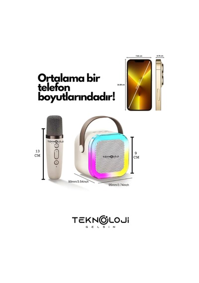 K12 Kablosuz Bluetooth Hoparlör Karaoke Mikrofon 5 Ses Efektli Rgb Hd Stereo Ses Usb/sd/fm
