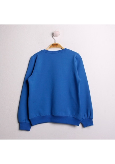 Toontoy Kız Çocuk Sweatshirt Göğsü Yıldız Nakış Saks Mavi