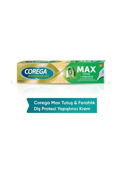 Corega Max Tutuş &amp Ferahlık Diş Protezi Yapıştırıcı Krem 40 G