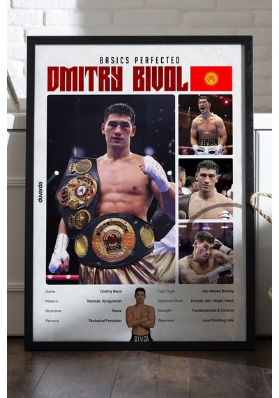 Dmitri Bivol Boks Siyah Ahşap Çerçeveli Poster, Dekoratif Dövüş Duvar Tablosu