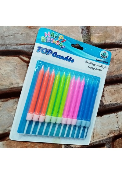 Multi Colors Bırthday Candle Vıp Kalite Renkli Neon Pasta Mumu 12 Adet Neon Renkli Doğum Günü Mumu Renkli
