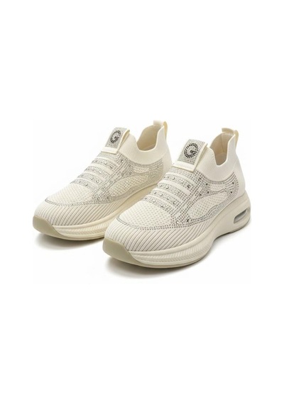 Guja 26y302-1 Rahat Air Taban Taşlı Tekstil Bağcıksız Spor Sneaker Kadın Ayakkabı Bej