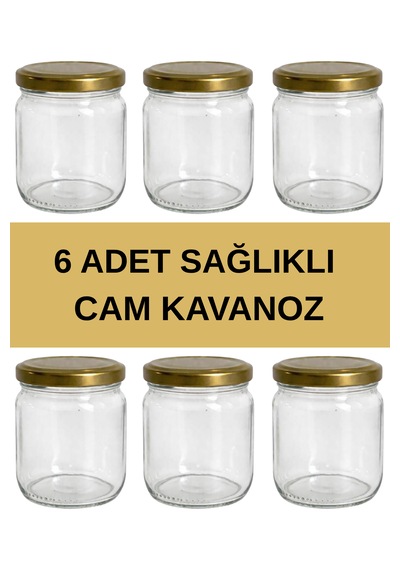 6 Adet Cam Şişe Bebek Maması-sos- Hacamat Kavanozu Olarak Çok Amaçlı Kullanım Gold Kapaklı 250 Cc Altın - Şeffaf