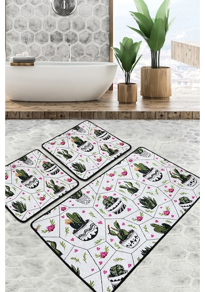 Glauce Banyo Halısı Djt 3 Lü Set Çok Renkli