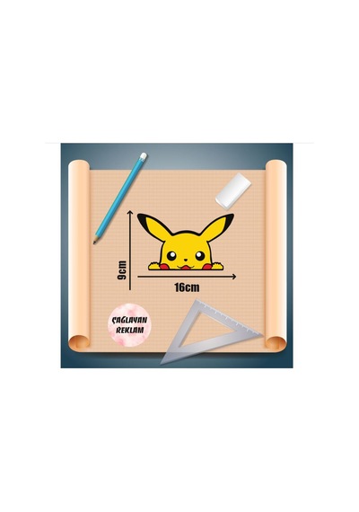 Pikachu Motorsiklet, Laptop, Kask, Araba Sticker 16x9 Cm