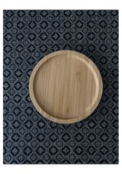 Bambu Sunumluk Tabak Kahvaltı Tabağı Sunumluğu 18x18x2 Açık Kahverengi