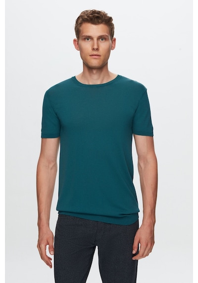 D's Damat Slim Fit Zümrüt Yeşili Düz Örgü Rayon Örme T-Shirt 0Ef069421003M Yeşil