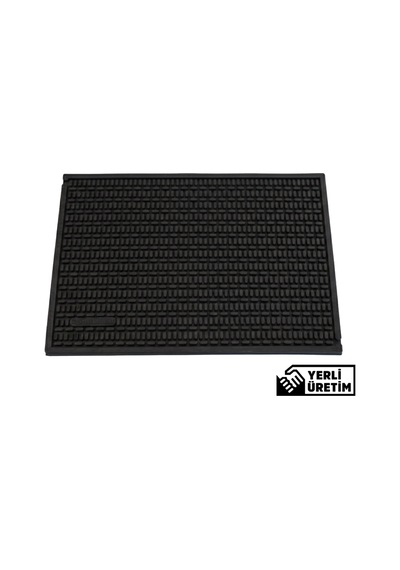 Zq Polimer 27x37 Cm Kauçuk Bar Mat, Bulaşık Kurutma Matı, Tencere Altlığı, Cam Kenarı Saksı Altlığı Siyah