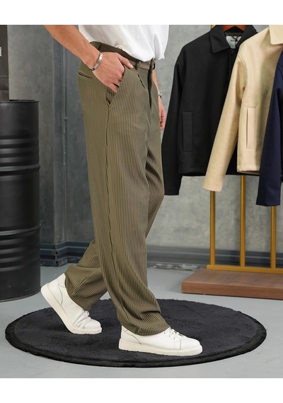 Modefendi Fitil Desen Baggy Pantolon Haki