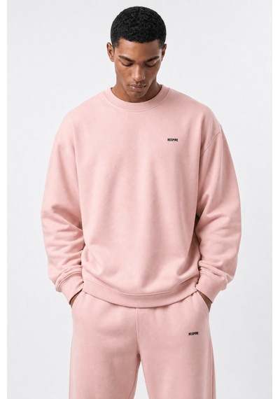 Erkek Respire Basic Oversize Sweatshirt Pembe