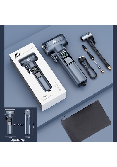 Ally St-5530 Dijital Şarjlı Araç Lastik Hava Şişirme Pompası Power Bank Penere Kırıcı