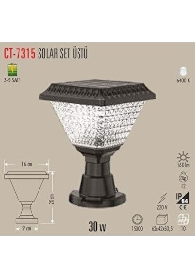 Solar Set Üstü 30w Siyah