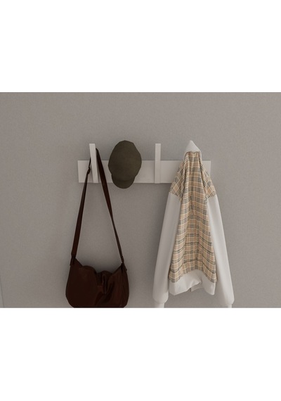 Hepsi3boyutlu Modern Duvar & Kapı Kanca Askılık - 4 Adet Beyaz Kanca Askılık - Model No : 4 Beyaz