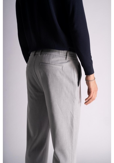 Braccas Beli Yarım Lastikli Slim Fit Chino Crop Pantalon Gri Gri