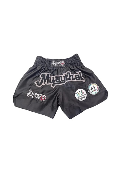 Dragondo Mt2017 Muay Thai Federasyon Onaylı Nakışlı Maç Şortu Siyah