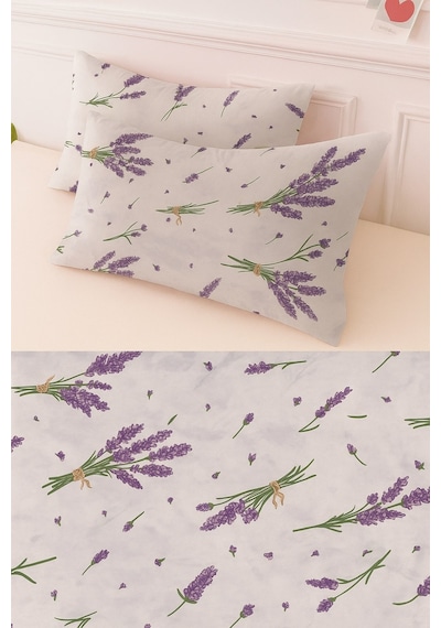 Lionas Desenli Pamuklu Kalpli Desen Yastık Kılıfı 2 Adet 50 X 70 Cm Lila