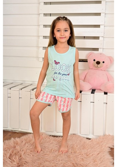 kız çocuk askılı pijama takımı look see good mint