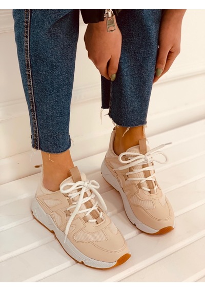 Erva'nın Butiği Ten Deri Travis Kadın Sneakers-2722