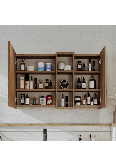 Banyo Dolabı Kulpsuz 2 Kapaklı Atlantik Çam Mdf 95 Cm Aynalı Dlp Atlantik Çam