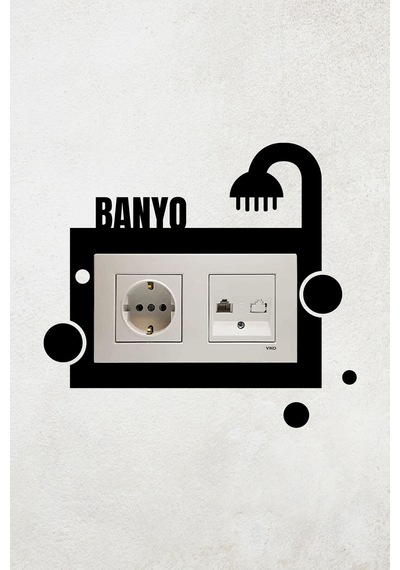 Banyo Tasarım 2li Priz Çerçevesi İç Ölçü 15,5x8,4 Cm 2li Dekoratif Priz Çerçeve Ahşap Siyah