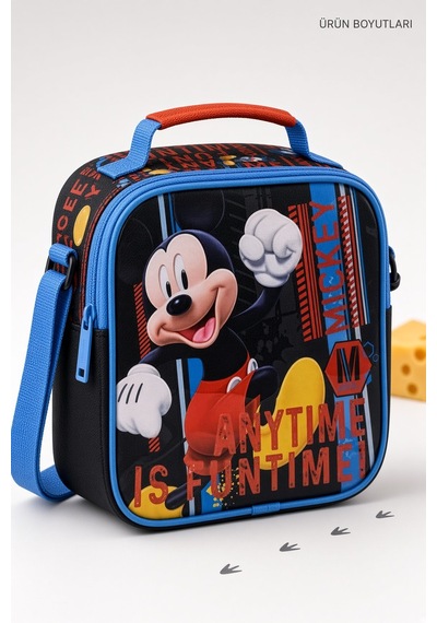 Sevimli Fare Temalı Beslenme Çantası Çocuk Okul Yemek Çantası Günlük Kullanım 22x22x10 Cm Çok Renkli