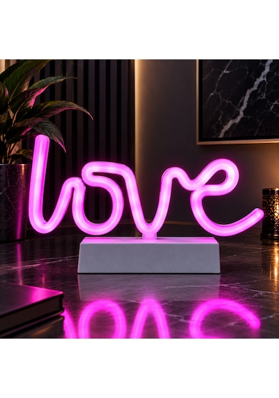 Vıp Yüksek Kalite Neon Pembe Işıklı Love Yazısı Yılbaşı Işıkları Noel Dekor Süsleme Işığı Love Yazı