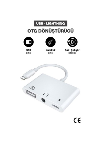 Usb 2.0 Lightning Otg Dönüştürücü - Apple Uyumlu iPhone Tak Çalıştır Adaptör