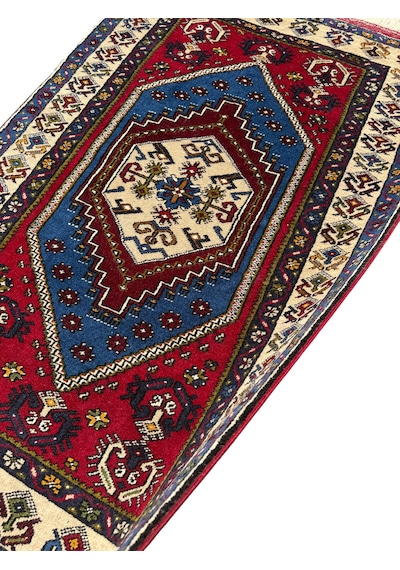 El Dokuma Sıfır Yahyalı Halısı 94x150 Lacivert %100 Yün Halı