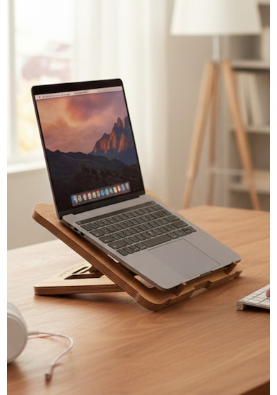 Ahşap 3 Kademeli Laptop Tablet Ve Kitap Standı