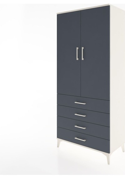 Hyperion Dolap 2 Raflı 4 Çekmeceli Tek Askılı 88x44x195 Aytaşı-antrasit Aytası