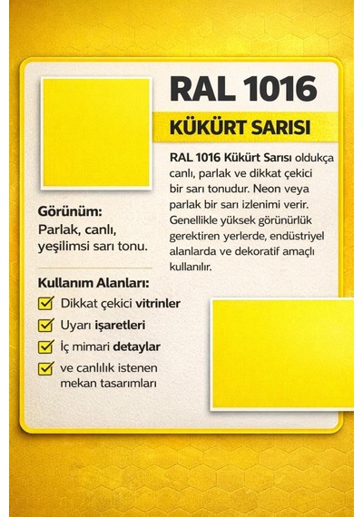 Pamukkale 1402 Rapid Endüstriyel Boya 60-70 Gloss 5 Kg Ral 1016 Kükürt Sarısı