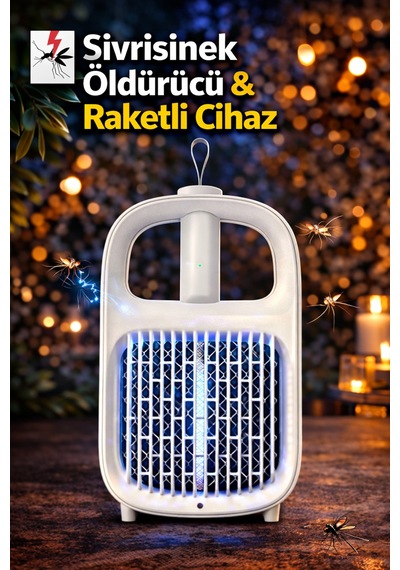 Şarj Edilebilir Uv Işıklı Elektrikli Sivrisinek Öldürücü Raket Masaüstü Sinek Tuzağı