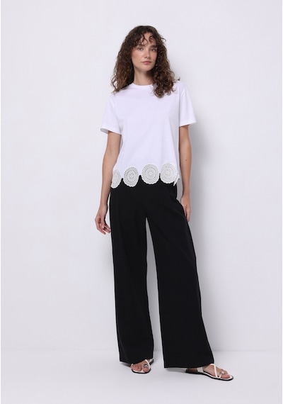 Colins Regular Fit Yuvarlak Yaka Düz Kadın Beyaz Kısa Kol Tişört Cl1074284 Q1.v1 Wht Beyaz