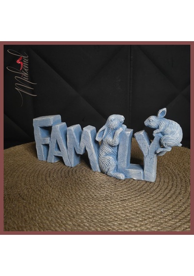 El Yapımı Dekoratif "aile" Tabelası Tavşan Heykelleri İle - Ev