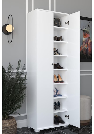 8 Raflı Çok Amaçlı Mutfak, Banyo, Kiler Dolabı Beyaz / Beyaz
