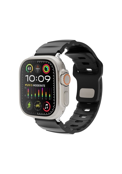 Apple Watch 40mm Uyumlu Silikon Kordon Krd-143 - Siyah - T39207