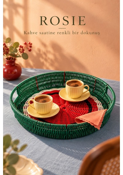 Rosıe Karpuz Desenli Yuvarlak Servis Tepsisi 32 Cm Karışık