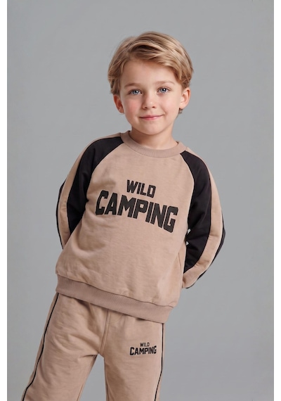 Defacto %100 Pamuk Baskılı Sweatshirt Üst Elastik Bel Alt 2li Takım Erkek Bebek I0274a526aubn615 Kahve-bn615